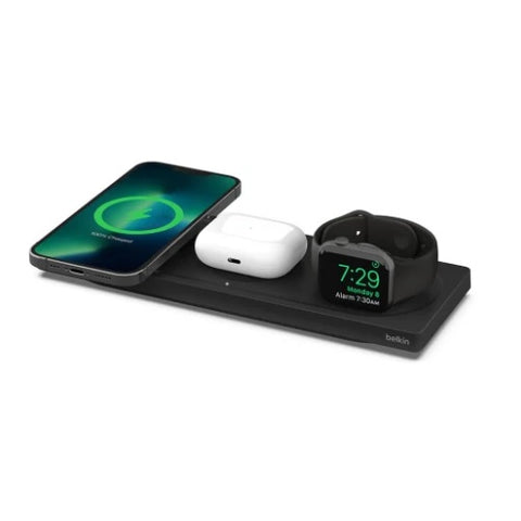 Belkin BoostCharge Pro 3-in-1 Black Wireless Charging Pad Charger with MagSafe