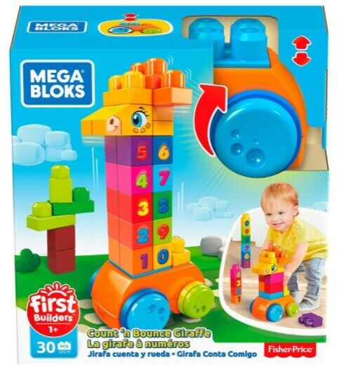 Fisher Price Mega Bloks 30-Piece Count 'N Bounce Giraffe Toy Building Blocks - Sydney Electronics