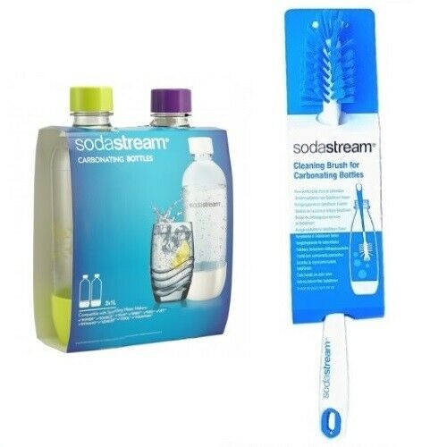 SodaStream 1L Carbonating Bottles Summer Set Of 2 In Package + Cleaning Brush - Sydney Electronics