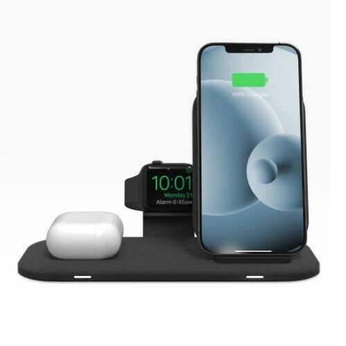 Mophie 15W Wireless Charging Stand Charger- Fast Charge- Charge Up To 3 Devices
