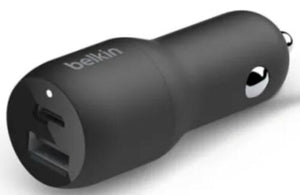 Belkin BoostCharge Dual 20W USB-C PD Car Charger+ 12W USB-A Dual Port CCB003BTBK
