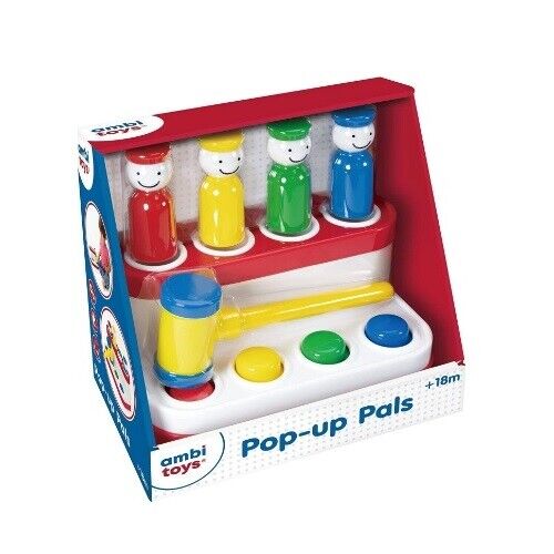 Ambi Toys Pop-Up Pals Hammer Button Toy Pretend Play- Great For Kids Fun
